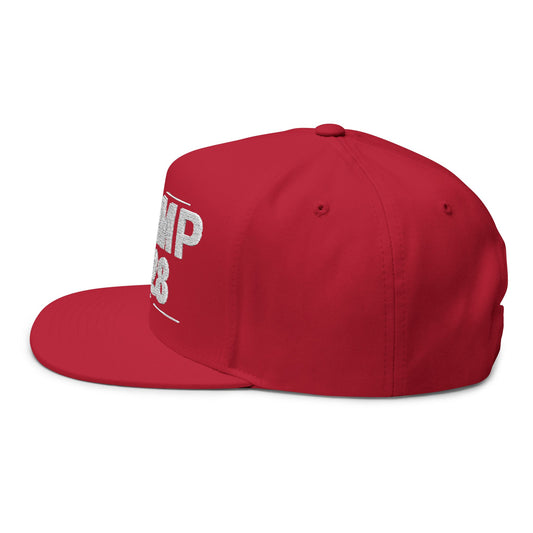 MAGA, Trump 2028 Embroidered Flat Bill Cap – Stylish Political Statement for Supporters - Political Cap