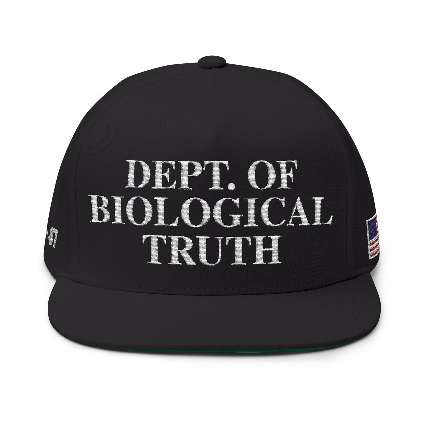 MAGA, Embroidered Flat Bill Cap - Dept. of Biological Truth, Unisex Cap for Gifts, Casual Wear, Outdoor Events, Adjustable Hat