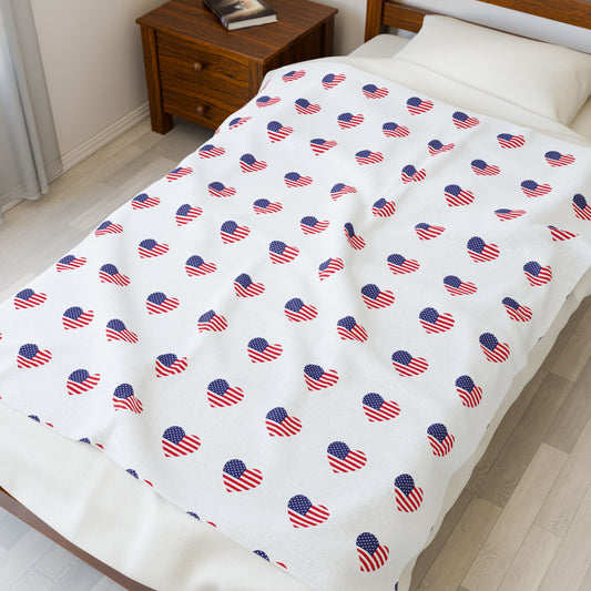 Stars, Stripes & Sweetheart Snuggles Blanket, Cozy Throw, Independence Day Decor, Gift for Patriots, Soft Blanket for Home