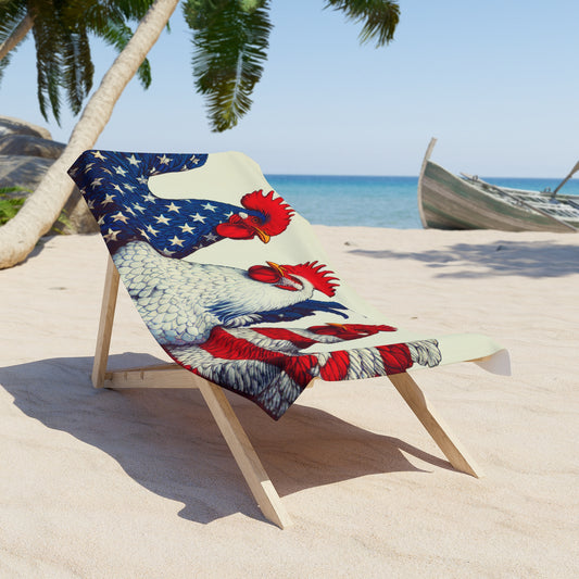 Cocky & Free – Three-Rooster Freedom Towel, Summertime Pool Accessory, Vacation Essentials