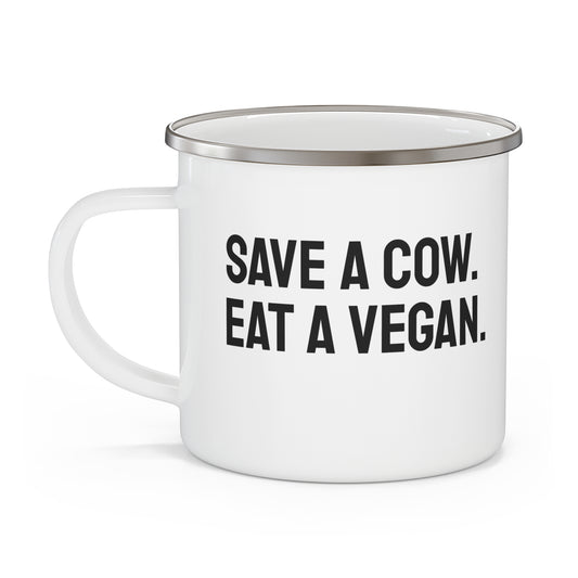 Save a cow. Eat a vegan. Tin Mug - Sassy Enamel Camping Mug - Perfect for Outdoor Adventures, Gifts for Camping Enthusiasts, Funny Mug for Coffee Lovers, Liberal Humor [...]