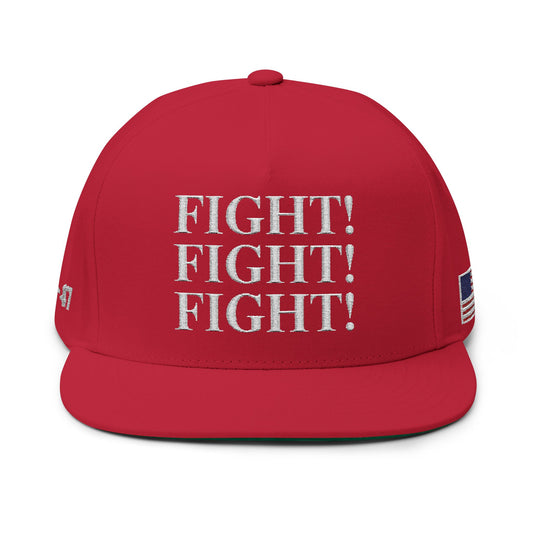 MAGA - Fight! Fight! Fight! Flat Bill Cap - Motivational Hat, Sportswear, Gift for Athletes, Conservative Humor