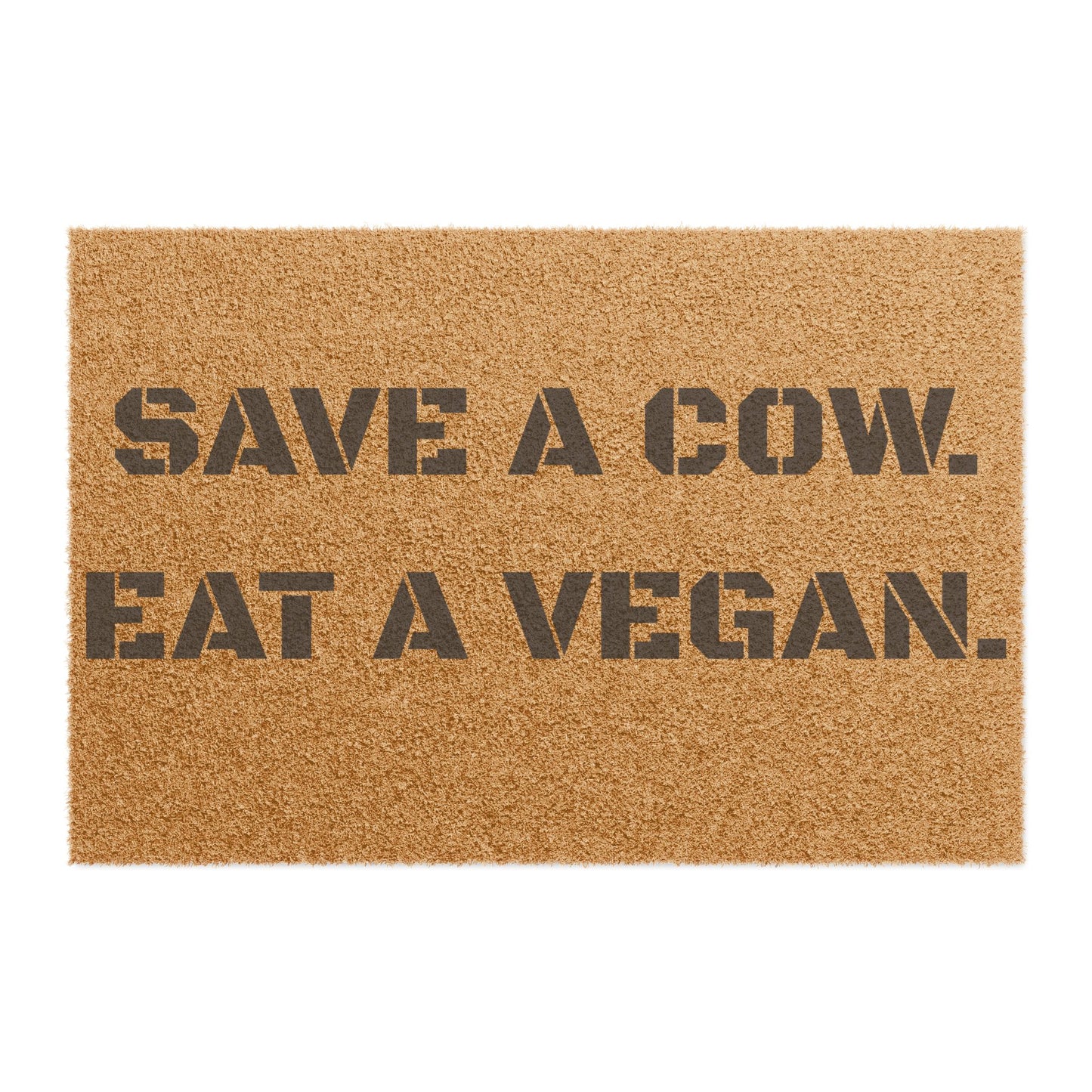 "Save a Cow. Eat a Vegan" - Welcome Doormat - Funny Home Décor, Unique Gift, Personal Touch for Home, Housewarming, and Parties