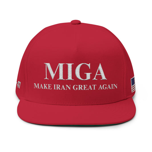 MAGA - Embroidered Flat Bill Cap - MIGA, Custom Snapback Hat, Gifts for Dads, Trendy Caps, Sports Fan Accessories