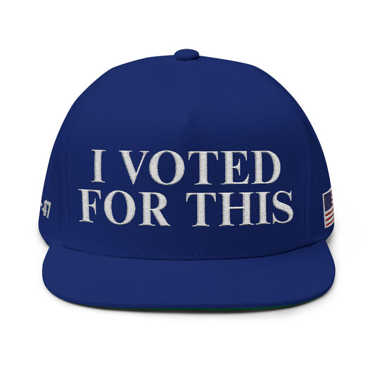 MAGA - Embroidered Flat Bill Cap - I Voted For This, Political Cap, Election Day Gear, Statement Accessories