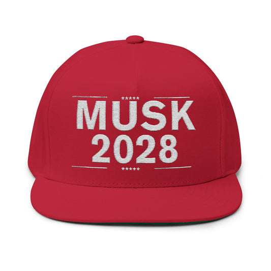 MAGA - Embroidered Flat Bill Cap - Musk 2028 Flat Bill Cap - Make Mars Great Again - Political Cap