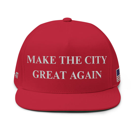 MAGA - Flat Bill Cap with Embroidery - Make the City Great Again, Trendy Snapback Hat, Perfect for Sports, Casual Wear, Outdoor Events, Gift Idea