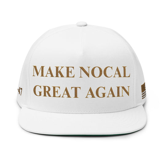 MAGA - Flat Bill Cap with Bold Gold Embroidery - Make Nocal Great Again, Trendy Hat, Party Accessory, Gift for Him, Everyday Wear, Adjustable Cap