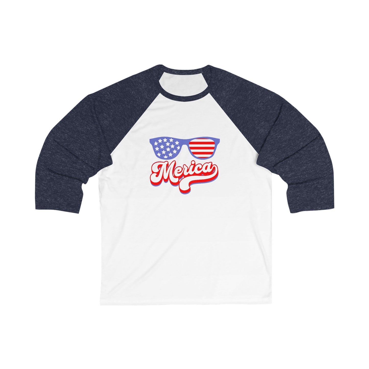 'Merica Unisex 3/4 Sleeve Baseball Tee - Patriotic Style for Summer BBQs & Celebrations