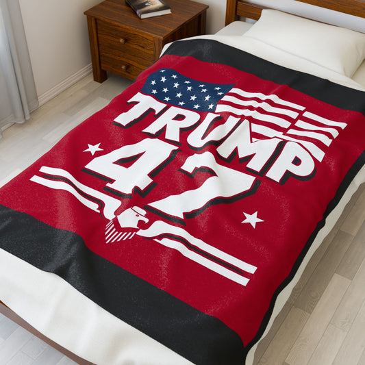 TRUMP 47: The Comeback Cover, Plush Velveteen Blanket, Independence Day Decor, Gift for Patriots, Soft Blanket for Home