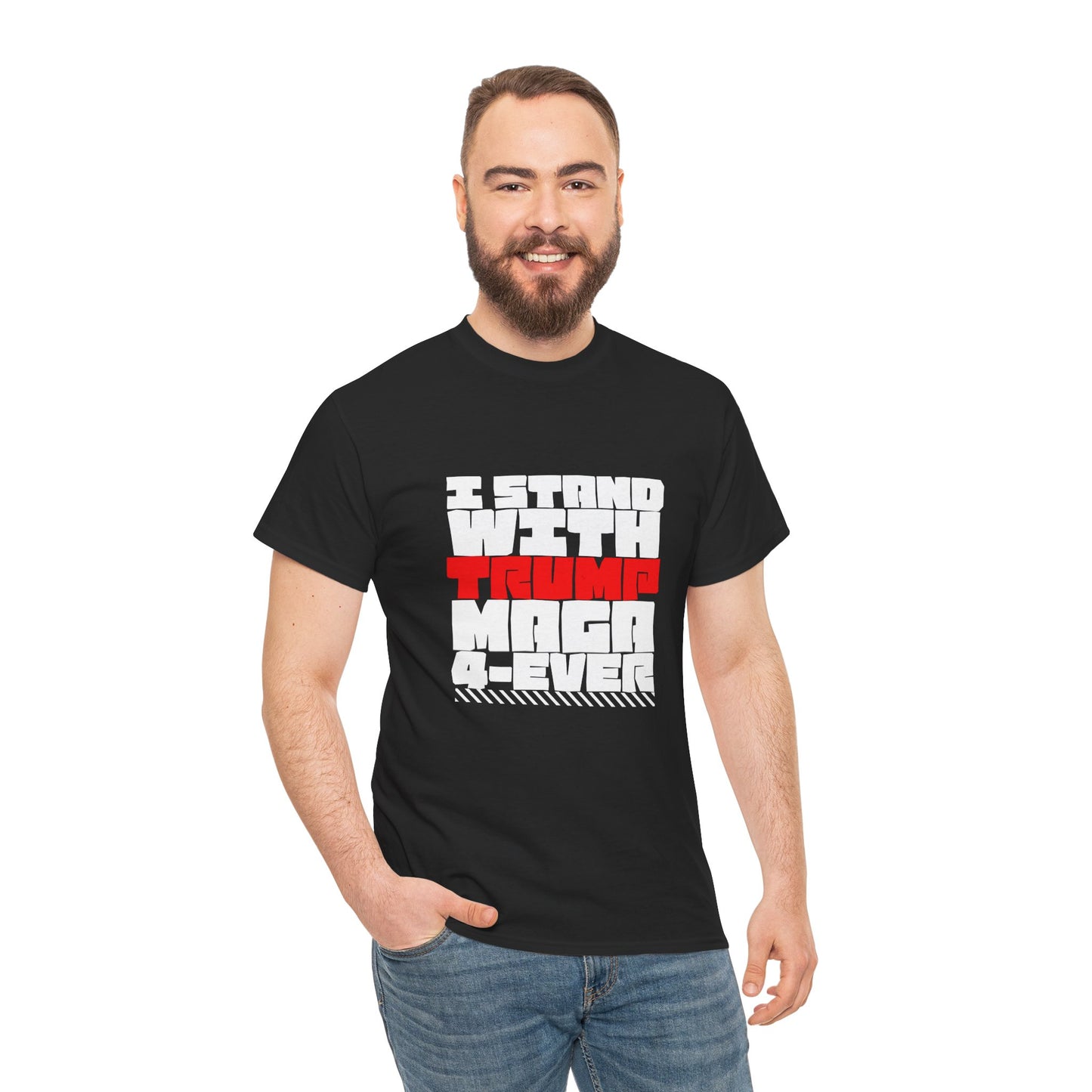 Unisex Heavy Cotton Tee - "I Stand With Trump MAGA Forever" Statement Shirt, Political Apparel, Election Wear, Gift for Supporters, [...]